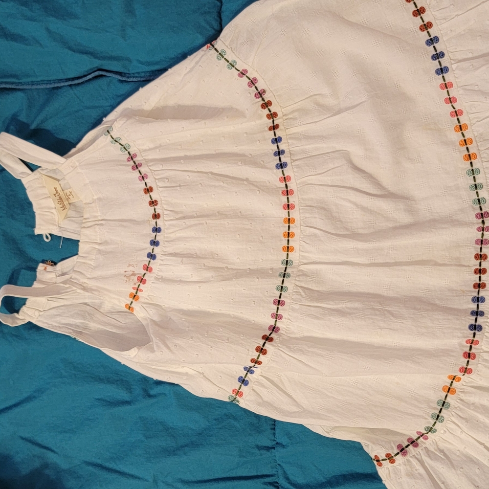 White Dress with Colorful Embroidery